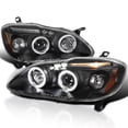 thumbnail image 1 of Spec-D Tuning Dual Halo LED Black Projector Headlights Compatible with 2003-2008 Toyota Corolla, Left + Right Pair Headlamps Assembly, 1 of 5