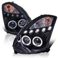 thumbnail image 1 of Spec-D Tuning Dual Halo LED Projector Headlights Black Smoke Compatible with 2003-2007 Infiniti G35 2 Door Coupe With HID System Headlights, Left + Right Pair Headlamps Assembly, 1 of 7