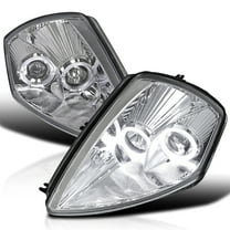 Spec-D Tuning Dual Halo Projector Chrome Headlights Compatible with 2000-2005 Mitsubishi Eclipse, Left Right Pair Headlamps Assembly
