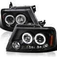 thumbnail image 1 of Spec-D Tuning Dual Halo Projector Headlights Black Compatible with 2004-2008 Ford F-150, 2006-2008 Lincoln Mark LT, Left + Right Pair Headlamps Assembly, 1 of 6