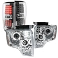 thumbnail image 1 of Spec-D Tuning Dual Halo Projector Headlights + Clear Full LED Tail Lights Compatible with 2009-2012 Ford F150 Left + Right Pair Headlamps Assembly, 1 of 7