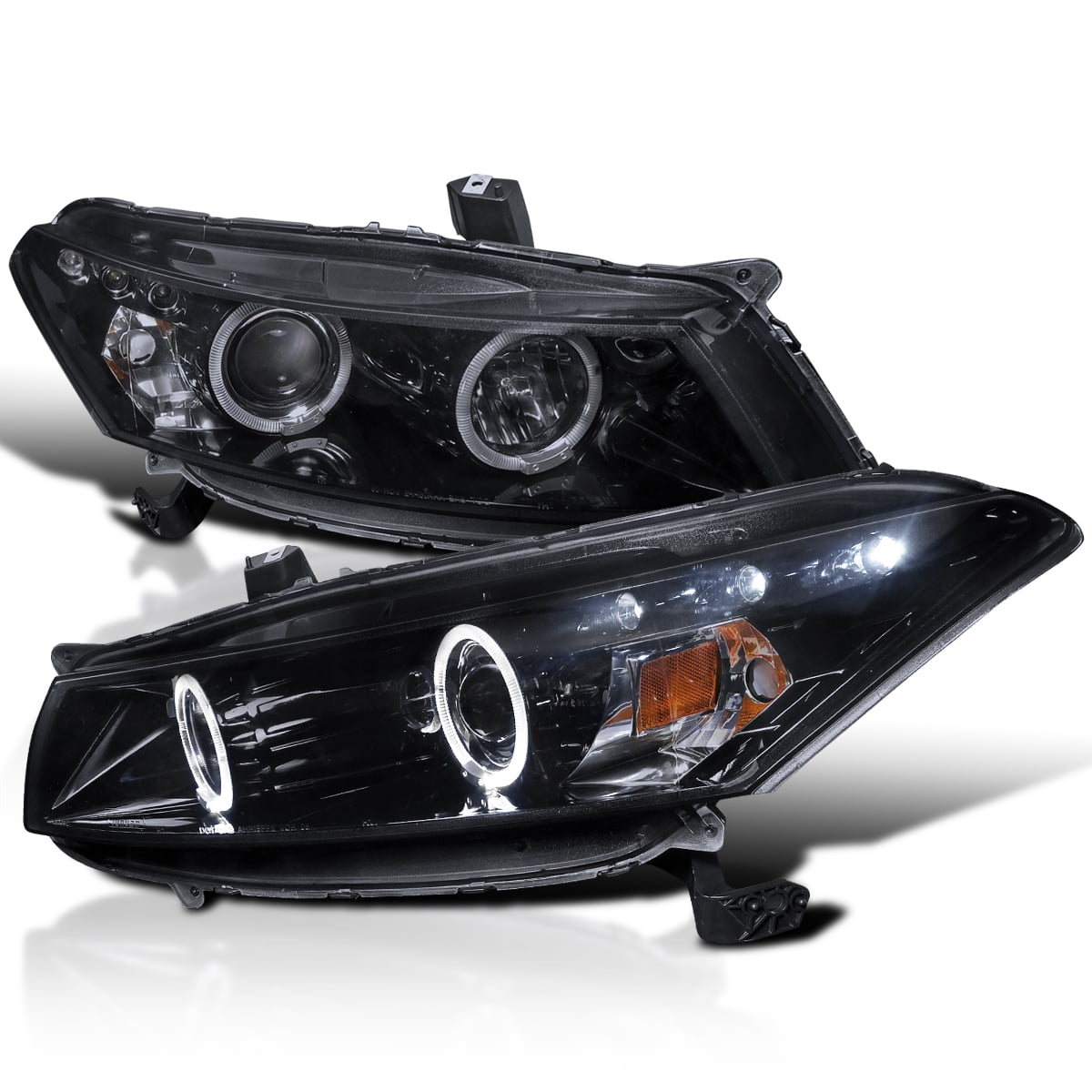 SpecD Tuning Dual Halo Projector Headlights Glossy Black Housing Smoke