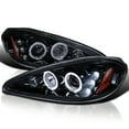 thumbnail image 1 of Spec-D Tuning Dual Halo Rim Glossy Black Housing Smoke Lens Projector LED Headlights Compatible with 1999-2005 Pontiac Grand AM, Left + Right Pair Headlamps Assembly, 1 of 5
