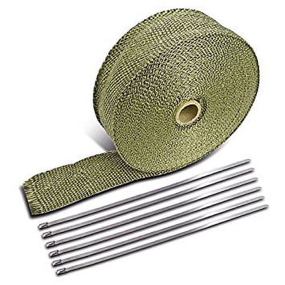 Spec-D Tuning EW-50TN 50Ft Titanium Carbide Fiber Header Exhaust Pipe Heat Wrap+Zip Ties Kit
