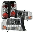 thumbnail image 1 of Spec-D Tuning Euro Crystal Chrome Headlights + Clear Rear Tail Brake Lights for 1997-2004 Dodge Dakota Left + Right Pair, 1 of 7