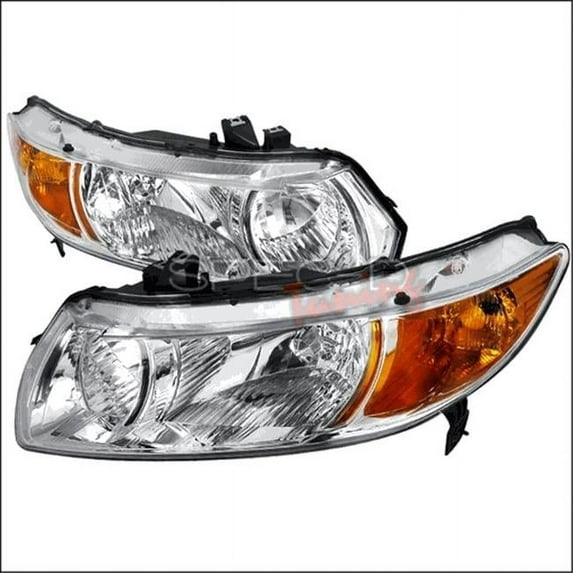 Spec-D Tuning Euro Housing Headlights for 06 to 10 Honda Civic, Chrome - 11 x 18 x 26 in.