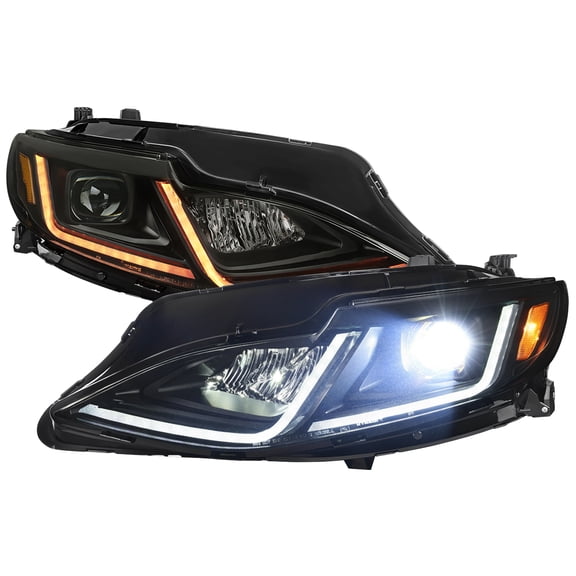 Spec-D Tuning Black Smoke FULL LED Projector Headlights w/Switchback & Sequential Signal & Startup Animation Compatible with 2019-2024 Chevy Malibu, Left + Right Pair Headlamps Assembly