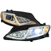 Spec-D Tuning FULL LED Chrome Projector Headlights w/Switchback and Sequential Turn Signals and Startup Animation Compatible with 2019-2024 Chevy Malibu, Left   Right Pair Headlamps Assembly