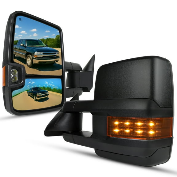 Spec-D Tuning Facelift Style Power + Heated Extend Towing Mirrors w/LED Signal Compatible with 1999-2002 Chevy Silverado GMC Sierra Left + Right Pair