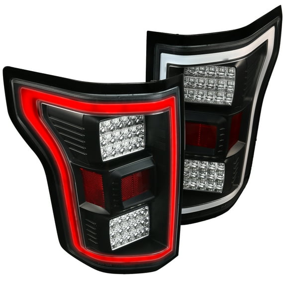 Spec-D Tuning For 2015-2017 Ford F150 Rear Brake Full Led Bar Tail Lights Black Parking Lamps (Left+Right) 2015 2016 2017