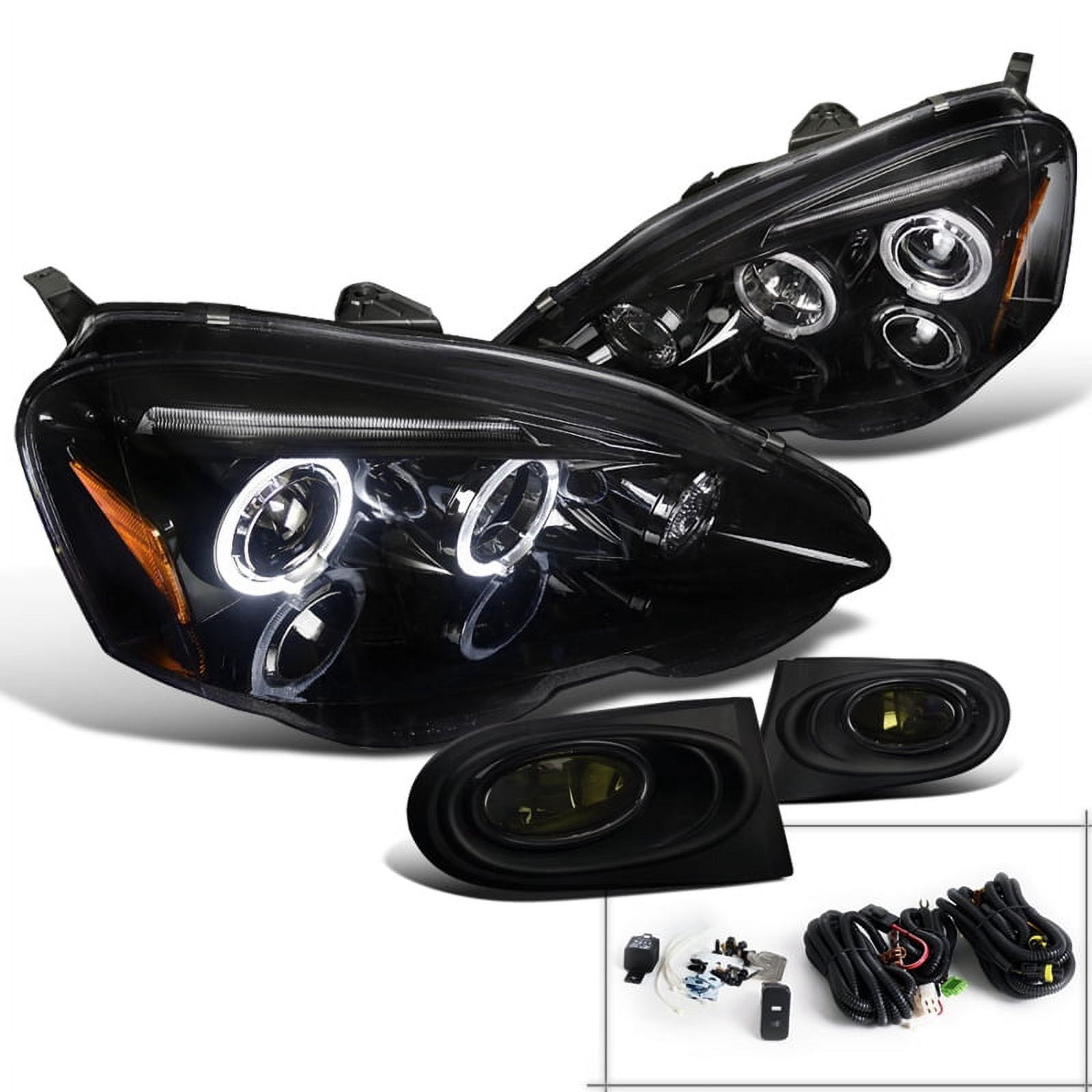 ANZO 2002-2004 Acura Rsx Crystal Headlights Black