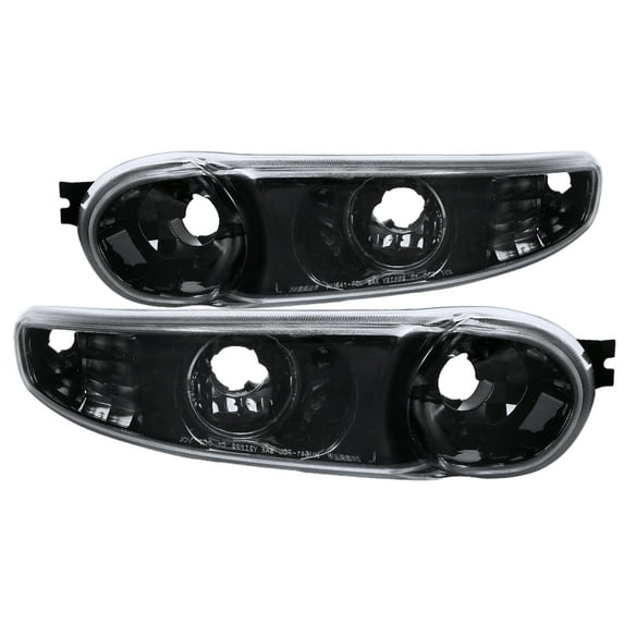 Spec-D Tuning Glossy Black Housing Clear Lens Bumper Lights for 2000-2006 GMC Yukon Denali Sierra Pickup Turn Signal Lamps Left + Right Pair