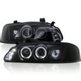 thumbnail image 1 of Spec-D Tuning Glossy Black Housing W/ Smoke Lens Projector Halo Headlights Compatible with 2000-2003 Nissan Sentra, Left + Right Pair Headlamps Assembly, 1 of 5