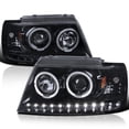 thumbnail image 1 of Spec-D Tuning Glossy Black LED Halo Projector Headlights Compatible with 2002-2005 Ford Explorer, Left + Right Pair Headlamps Assembly, 1 of 7