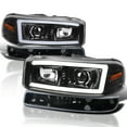 thumbnail image 1 of Spec-D Tuning Glossy Black LED Light Bar Projector Headlights + Bumper Lights Compatible with 1999-2006 GMC Sierra 1500/2500/3500, Left + Right Pair Headlamps Assembly, 1 of 7