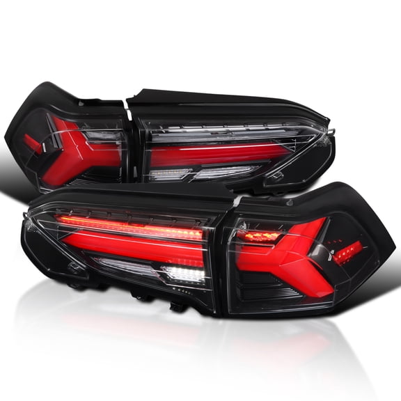 Spec-D Tuning Glossy Black LED Sequential Tail Lights w/ Red Bar Compatible with 2019-2023 Toyota RAV4, Left + Right Pair Assembly
