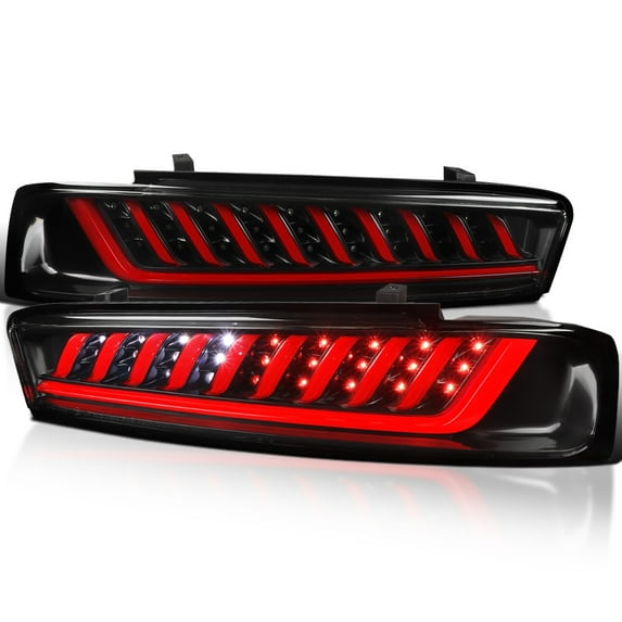 Spec-D Tuning Glossy Black LED Tail Lights Compatible with 2016-2018 Chevy Camaro with factory LED type tail lights , Left + Right Pair Assembly