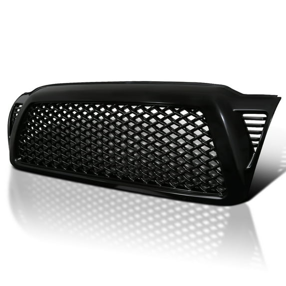 Spec-D Tuning Glossy Black Mesh Honeycomb Front Bumper Hood Grille Grill Compatible with 2005-2011 Toyota Tacoma