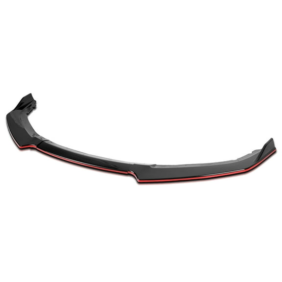 Spec-D Tuning Glossy Black Red Trim Front Bumper Lip Spoiler Splitter Kit 3PC Compatible with 2016-2018 Honda Civic Sedan