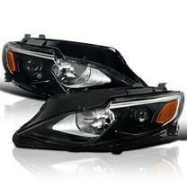 Spec-D Tuning Glossy Black Replacement Projector Headlights Compatible with 2019-2024 Chevy Malibu Halogen Models, Left Right Pair Headlamps Assembly