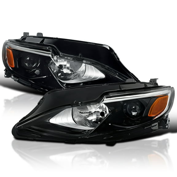 Spec-D Tuning Glossy Black Replacement Projector Headlights Compatible with 2019-2024 Chevy Malibu Halogen Models, Left + Right Pair Headlamps Assembly