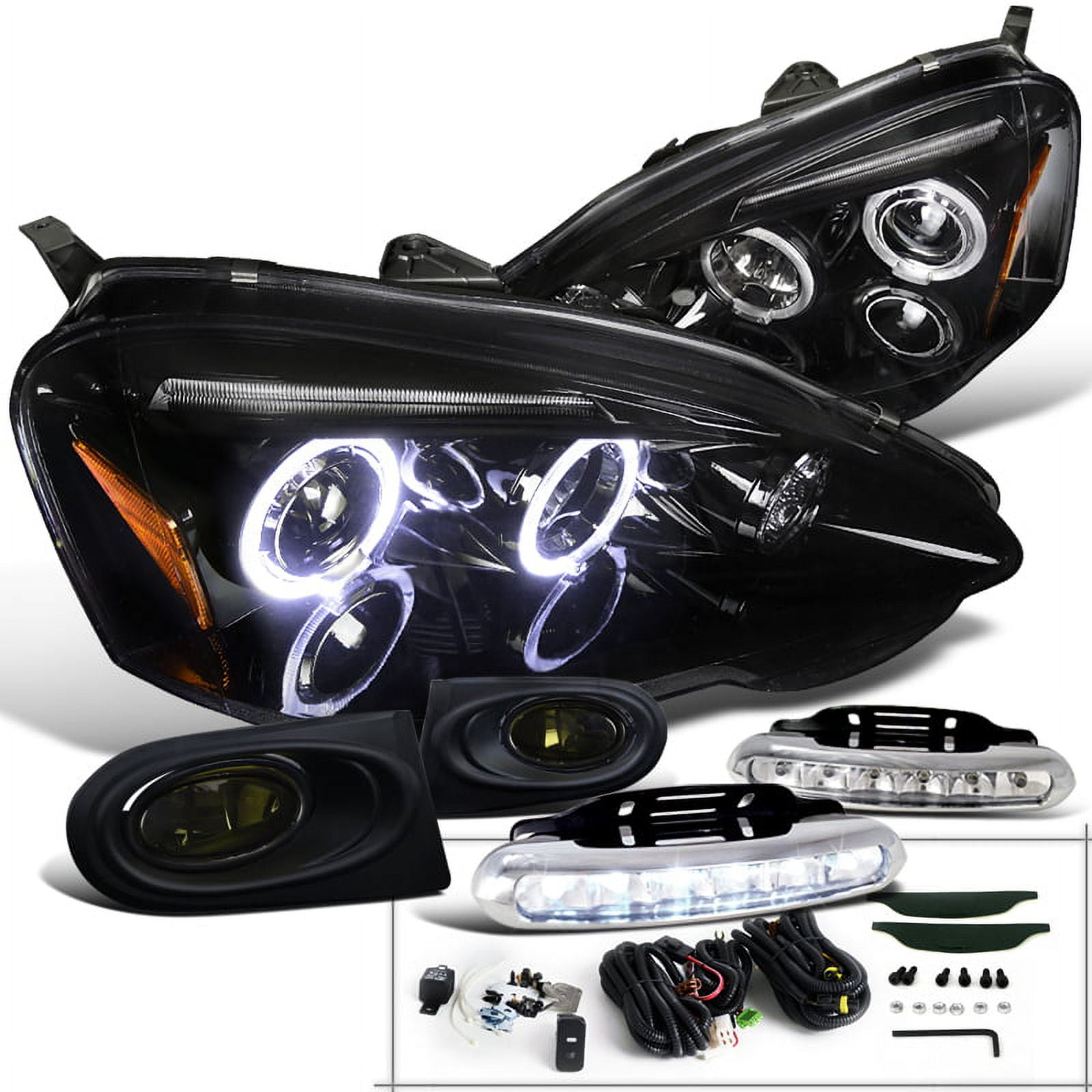 SpecD Tuning Glossy Black/ Smoke Halo Projector Headlights + LED
