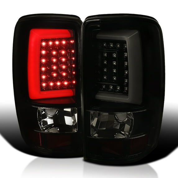 Spec-D Tuning Glossy Black Smoke LED Bar Tail Lights Compatible with 2000-2006 Chevy/GMC Suburban, Chevy Tahoe, GMC Yukon/Denali/XL, Left + Right Pair Assembly