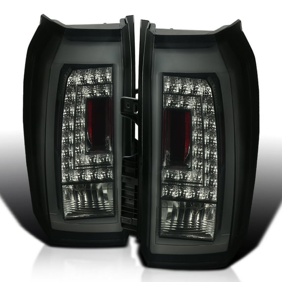 Spec-D Tuning Glossy Black Smoke LED Bar Tail Lights Compatible with 2015-2020 GMC Yukon Denali SLE SLT, 2015-2020 GMC Yukon XL Denali SLE SLT, Left + Right Pair Assembly