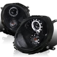 thumbnail image 1 of Spec-D Tuning Glossy Black Smoke LED Halo Rim Projector Headlights Compatible with 2007-2013 R56 MINI Cooper Models, Left + Right Pair Headlamps Assembly, 1 of 6