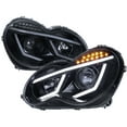 thumbnail image 1 of Spec-D Tuning Glossy Black Smoke LED Projector Headlights Compatible with 2001-2007 Mercedes-Benz W203 C-Class Sedan, Left + Right Pair Headlamps Assembly, 1 of 8