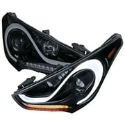 Spec-D Tuning Glossy Black Smoke LED Projector Headlights w/ Sequential LED Signals Compatible with 2012-2017 Hyundai Veloster, Left + Right Pair Headlamps Assembly