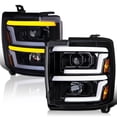 thumbnail image 1 of Spec-D Tuning Glossy Black Smoke Projector Headlights w/ Sequential Switchback LED Signal Lamps Compatible with 2015-2019 Chevy Silverado 2500HD 3500HD, 1 of 7