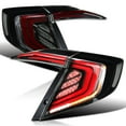 thumbnail image 1 of Spec-D Tuning Glossy Black Smoke Tail Lights w/ Red LED Bars, Sequential LED Turn Signal, and Startup Animation Compatible with 2016-2021 Honda Civic 4-Door Sedan, Left + Right Pair Assembly, 1 of 7