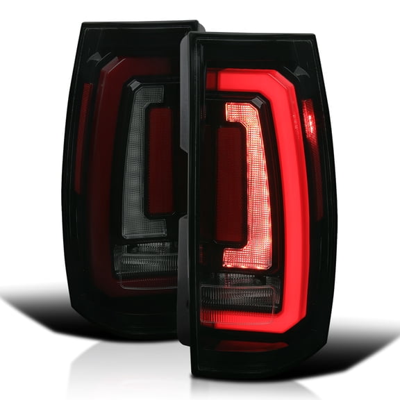 Spec-D Tuning Glossy Black Smoke Tail Lights w/ Red LED Sequential Turn Signals and Startup Animation Compatible with 2007-2014 Chevy Tahoe, Suburban, GMC Yukon/Denali/XL, Left + Right Pair Assembly