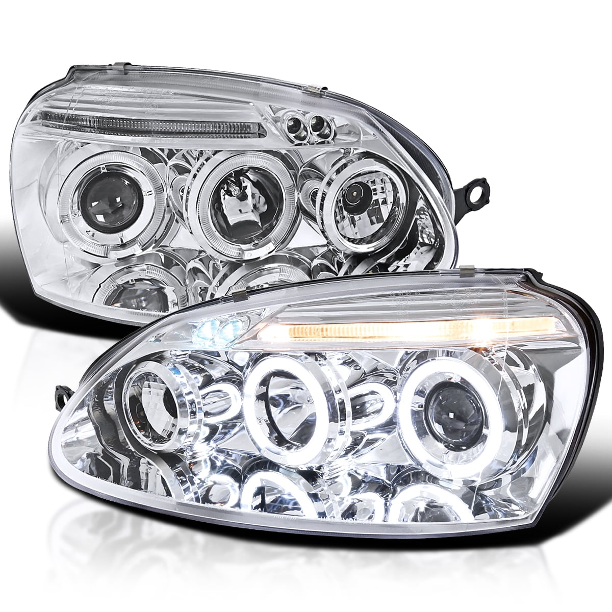 Spec-D Tuning Halo Chrome Housing Clear Lens Projector Headlights ...