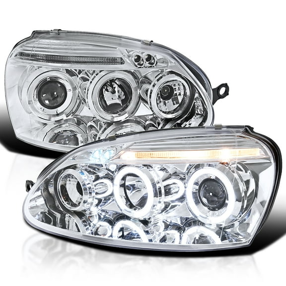 Spec-D Tuning Halo Chrome Housing Clear Lens Projector Headlights Compatible with 2006-2008 Volkswagen Golf MK5 / Rabbit, 2006-2010 Volkswagen Jetta, Left + Right Pair Headlamps Assembly