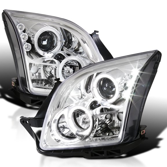 Spec-D Tuning Halo Chrome Housing Clear Lens Projector Headlights Compatible with 2006-2009 Ford Fusion, Left + Right Pair Headlamps Assembly