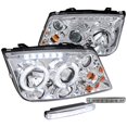 thumbnail image 1 of Spec-D Tuning Halo Chrome Projector Headlights + 8-LED Bumper Fog Lights Compatible with 1999-2005 Volkswagen Jetta Left + Right Pair Headlamps Assembly, 1 of 7
