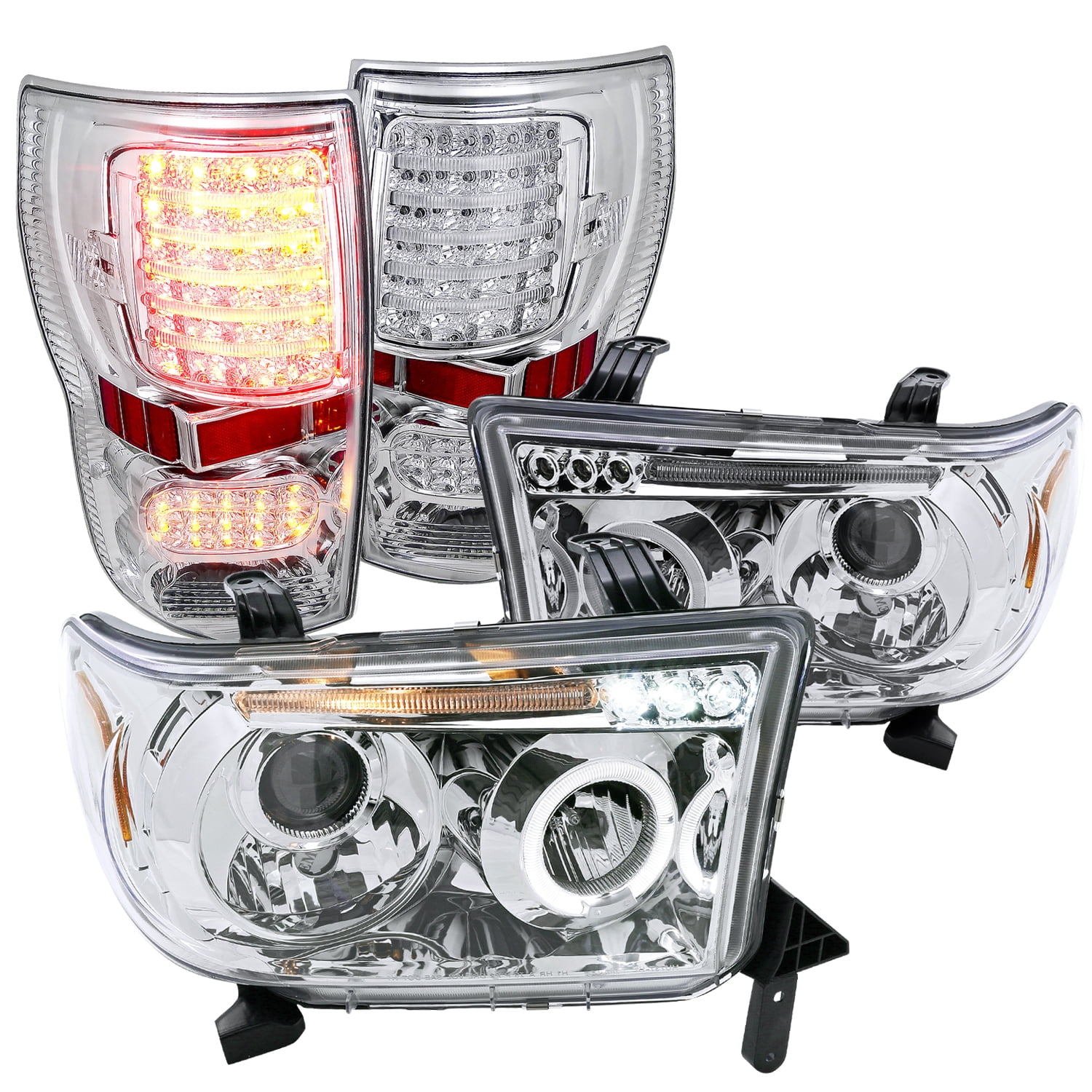 Spec-D Tuning Halo Clear Projector + LED Tail Brake Lamps Compatible ...