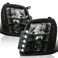 thumbnail image 1 of Spec-D Tuning Halo LED Black Projector Headlights Compatible with 2007-2014 GMC Yukon, 2007-2014 GMC Yukon XL 1500 2500, Left + Right Pair Headlamps Assembly, 1 of 6