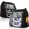 thumbnail image 1 of Spec-D Tuning Halo LED Black Projector Headlights Compatible with 2007-2014 GMC Yukon, 2007-2014 GMC Yukon XL 1500 GMC Yukon XL 2500, Left + Right Pair Headlamps Assembly, 1 of 5