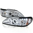 thumbnail image 1 of Spec-D Tuning Halo LED Chrome Housing Clear Lens Projector Headlights Compatible with 1994-1998 Ford Mustang, Left + Right Pair Headlamps Assembly, 1 of 5