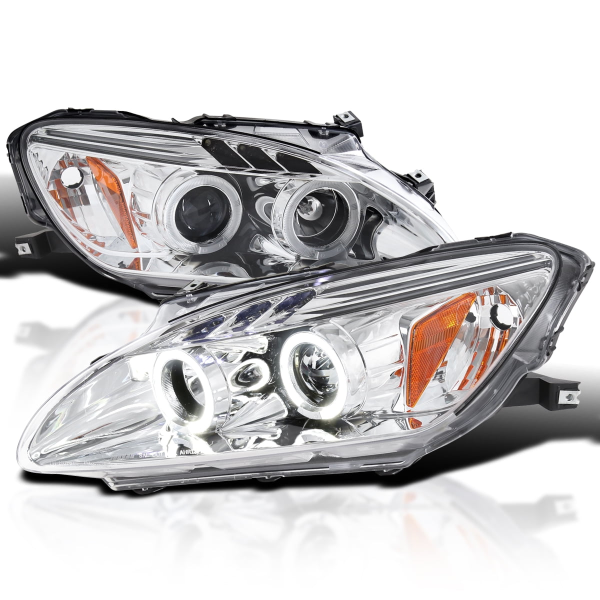 Spec-D Tuning Halo + LED Chrome Projector Headlights Compatible with  2000-2003 Honda S2000 AP1 Left + Right Pair Headlamps Assembly