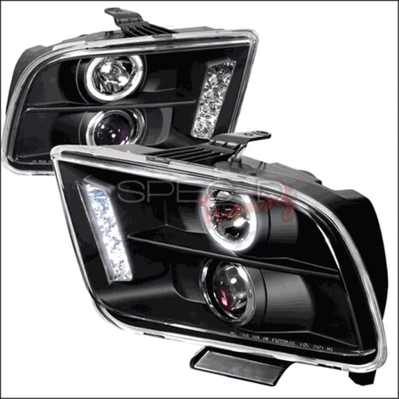 Spec-D Tuning  Halo LED Projector Headlight for 05 to 09 Ford Mustang- Black - 11 x 18 x 25 in.