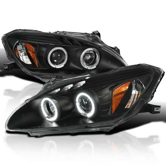 Spec-D Tuning Halo + LED Projector Headlights Black Compatible with 2004-2009 Honda S2000 AP2, Left + Right Pair Headlamps Assembly
