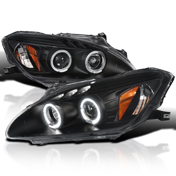 Spec-D Tuning Halo + LED Projector Headlights Black Compatible with 2004-2009 Honda S2000 AP2, Left + Right Pair Headlamps Assembly