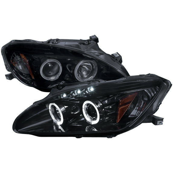 Spec-D Tuning Halo + LED Projector Headlights Glossy Black Housing Smoke Lens Compatible with 2000-2003 Honda S2000 AP1, Left + Right Pair Headlamps Assembly