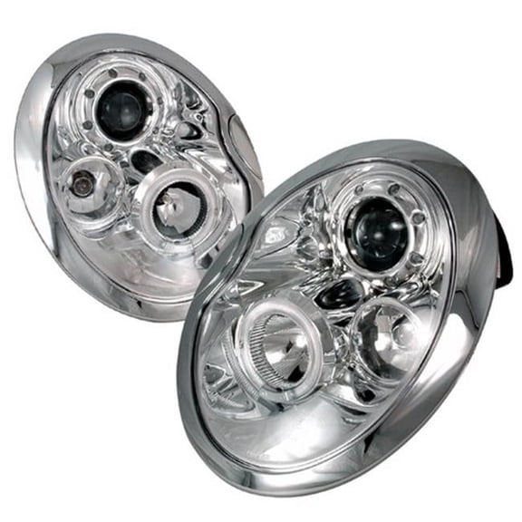 Spec-D Tuning  Halo LED Projector Headlights for 02 to 05 Mini Cooper - Chrome - 10 x 19 x 22 in.