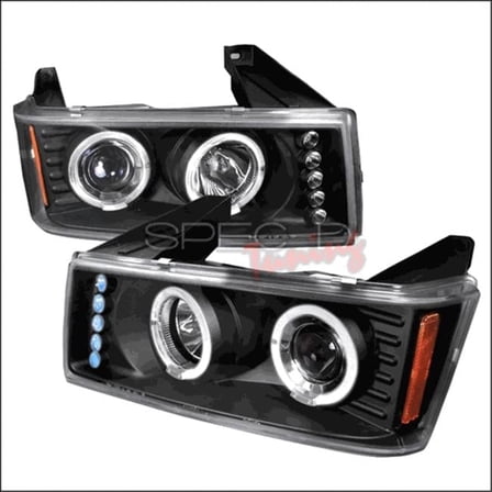 Spec-D Tuning  Halo LED Projector Headlights for 04 to 12 Chevrolet Colorado- Black