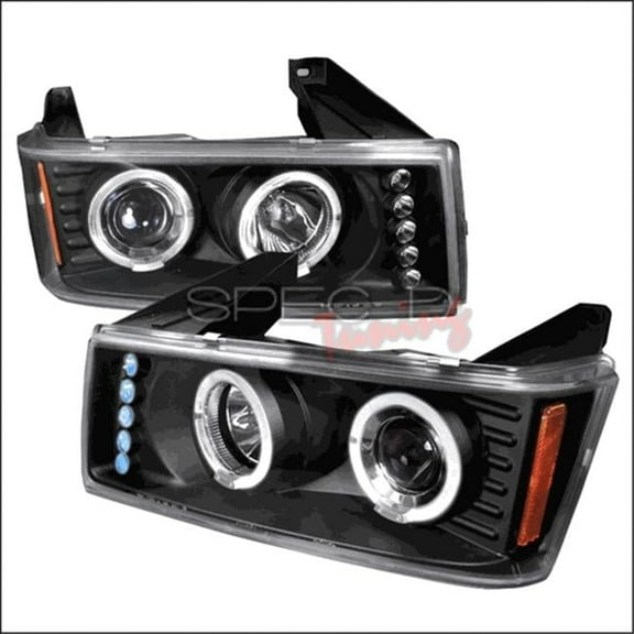 Spec-D Tuning  Halo LED Projector Headlights for 04 to 12 Chevrolet Colorado- Black